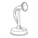 Engraving of a candlestick telephone